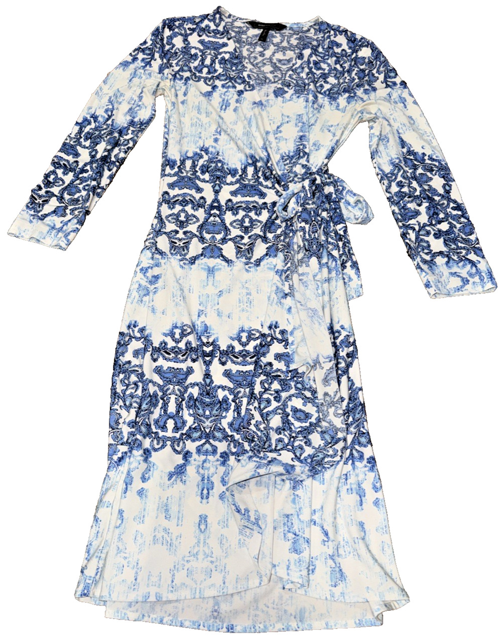 BCBGMAXAZRIA Adele Blue White Wrap Dress XS
